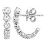 14K Gold Moissanite Diamond Bezel Half Hoop Earrings - Image 3