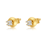 14K Gold  Diamond Mini Baguette Prong Stud - Image 3