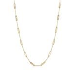 18k Solid Gold Multi Mother of Pearl Rectangle Necklace