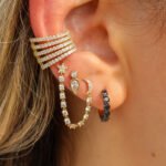 14K Gold Lab Grown Diamond Moon Star Connecting Earring - Image 2