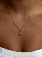14K Solid Gold Pink Sapphire Clover Charm - Image 2