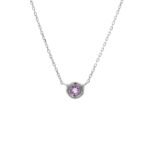 14K Solid Gold Bezel Birthstone Necklace - 图片 5