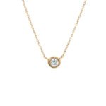 14K Solid Gold Bezel Birthstone Necklace - 图片 6