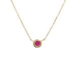14K Solid Gold Bezel Birthstone Necklace - 图片 11