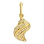 14K Gold  Diamond Seashell Charm