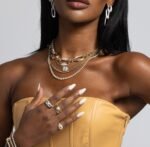 14K Gold  Diamond Rectangle Octagon Ball Necklace - Image 2