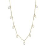 18k Gold Moissanite Diamond Multi Marquise Drop Necklace