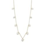14K Gold  Lab Grown Diamond Multi Heart Drop Necklace