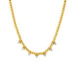 18k Gold Medium Heart Diamond Ball Necklace