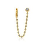 14K Gold  Hoop To Stud Bezel Diamond Connecting Earring