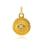 14K Gold Mini Moissanite Diamond Evil Eye Charm