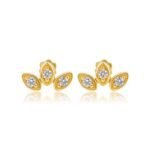 14K 金钻石三瓣平底耳环