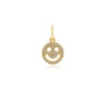 14K Gold Moissanite Diamond Happy Face Charm