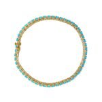 18k Solid Gold Turquoise Tennis Bracelet - 图片 2