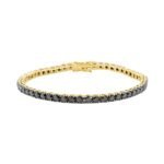 14K Solid Gold Black Diamond Tennis Bracelet - Image 2