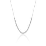 18k Gold Bezel Moissanite Diamond Graduated Half Tennis Necklace - 图片 2