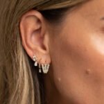 18k Gold Moissanite Diamond Triple Bar Cage Earring - Image 2