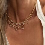 18k Gold Medium Heart Diamond Ball Necklace - Image 2