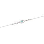 18k Solid Gold Turquoise Evil Eye Lab Grown Diamond Bezel Bracelet