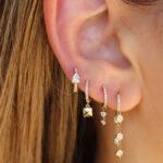 14K Gold Moissanite Diamond Bezel Loop Hoop Earring - Image 2