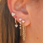 14K Gold Lab Grown Diamond Heart Chain Loop Earring - Image 2