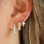 14K Gold Long Moissanite Diamond Hoop Earring - 图片 2