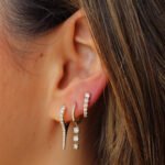 14K Gold Lab Grown Diamond Half Hoop Earring - Image 2