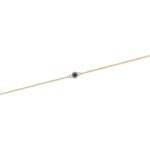 14K Solid Gold Single Blue Sapphire Bezel Bracelet