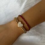 18k Gold Moissanite Diamond Pave Heart Cuban Link Chain Bracelet - 图片 2