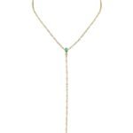 18k Solid Gold Two-in-One Moissanite Diamond and Emerald Lariat Necklace - Image 4