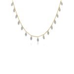 18k Gold Pave Moissanite Diamond Marquise Drop Necklace - Image 3