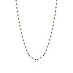 18k Solid Gold Blue Lapis Ball Chain Necklace