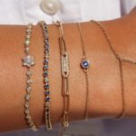 14K Solid Gold Single Blue Sapphire Bezel Bracelet - Image 2