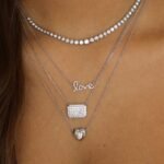 18k Gold Bezel Moissanite Diamond Graduated Half Tennis Necklace - 图片 3