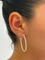 18k Gold Inside And Out Moissanite Diamond Hoop Earrings - Image 3