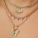 18k Gold Medium Heart Diamond Ball Necklace - Image 3