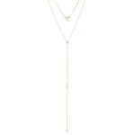 14K Gold  Lariat Double Marquise Diamond Necklace