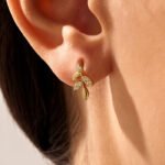 The Karat Store Natural Diamond Leaf Gold Earring