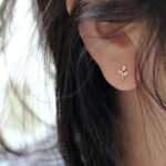 The Karat Store Minimalist Natural Diamond Leaf Stud Earring