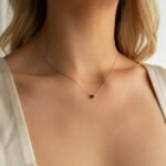 18k Solid Gold Black Onyx Dainty Minimalist Necklace