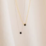 18k Solid Gold Black Onyx Dainty Minimalist Necklace - Image 7
