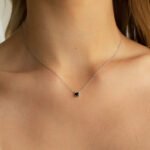 18k Solid Gold Black Onyx Dainty Minimalist Necklace - Image 4