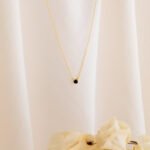 18k Solid Gold Black Onyx Dainty Minimalist Necklace - Image 2