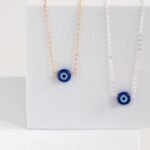 18k Solid Gold Tiny Evil Eye Necklace - Image 2