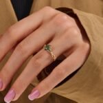 18K Solid Gold Inspired Moss Agate Engagement Ring - Image 2
