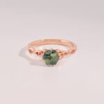 18K Solid Gold Hexagon Moss Agate Celtic Ring - Image 3