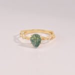 18K Solid Gold Inspired Moss Agate Engagement Ring - Image 4