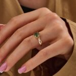 14K Solid Gold Cushion Moss Agate Engagement Ring - 图片 2