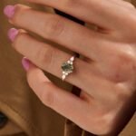 18K Solid Gold Moss Agate Engagement Ring