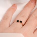 14K Solid Gold Onyx Stacking Ring - Image 8